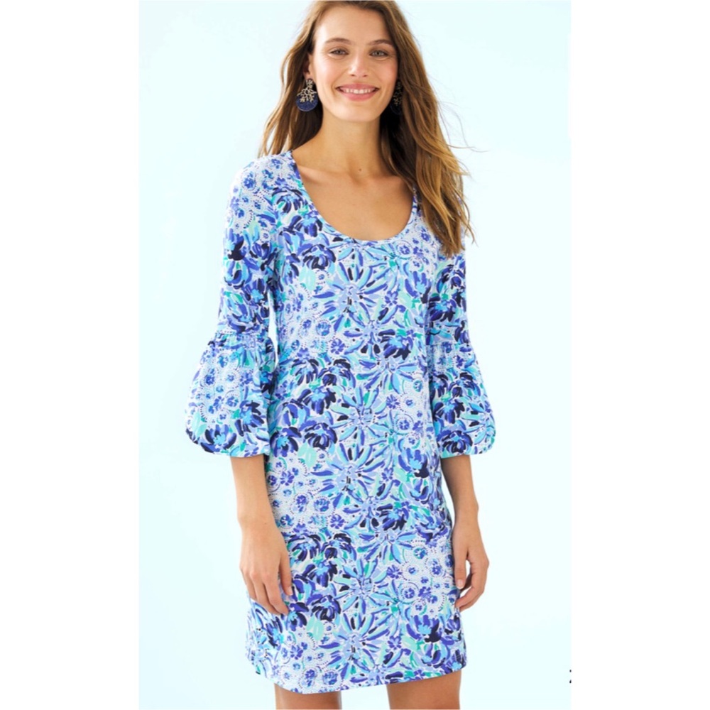 NWT Lilly Pulitzer Flare Sleeve Carlile Dress Blue